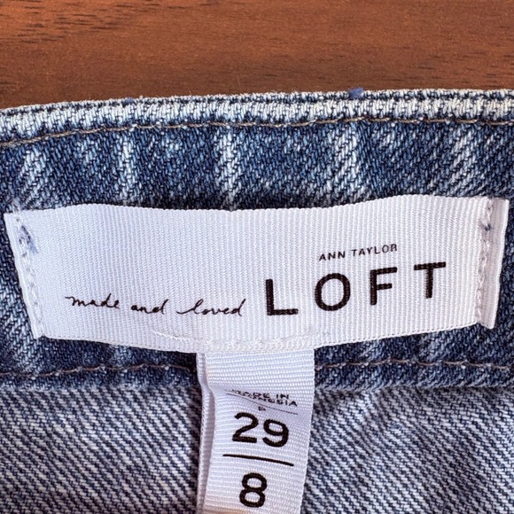 Made and Loved LOFT Button Front Denim Jean Mini Skirt Size 8 Blue Cotton A Line - Picture 4 of 10